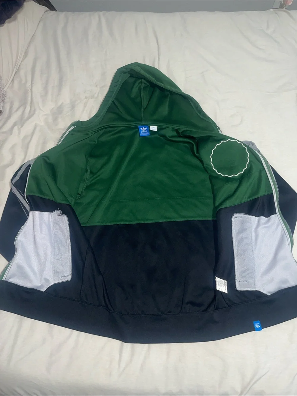 adidas Green, Gray & Black Hooded Zip Jacket